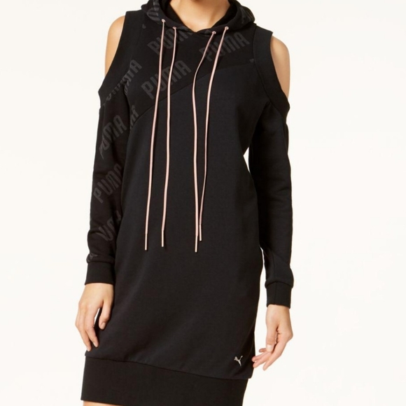 Puma Dresses & Skirts - PUMA En Point Cold Shoulder Hoodie Dress